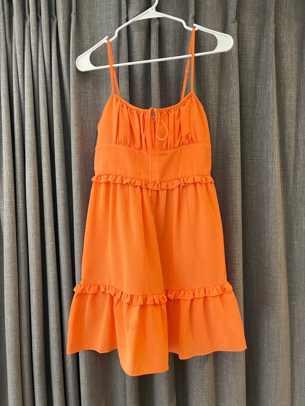 BCBGeneration Bright Orange Ruffle Tiered Mini Dress